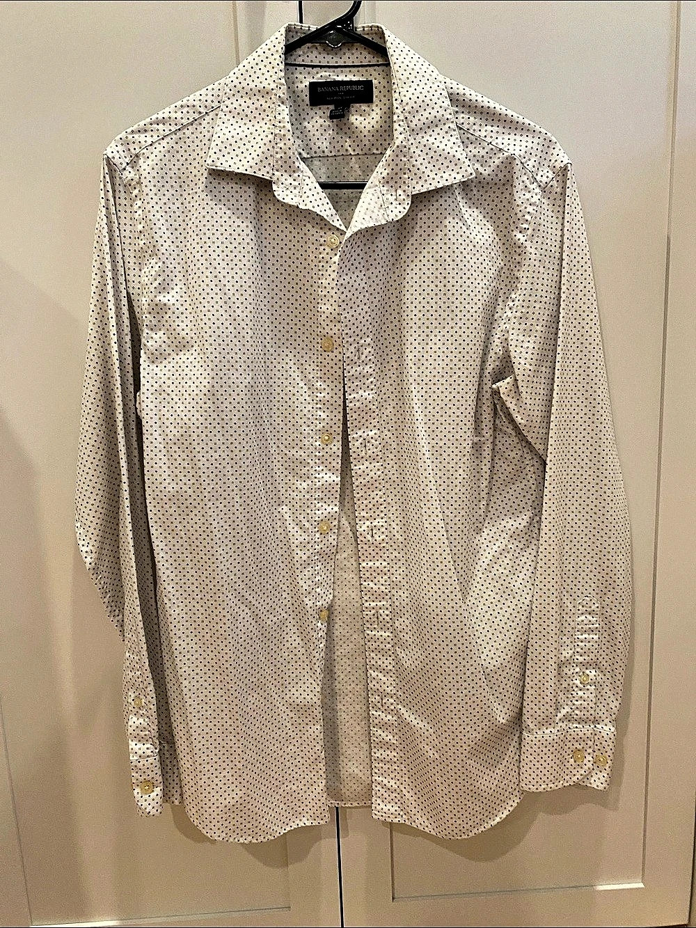 Banana Republic Non-Iron Slim Fit Shirt White & Blue Small Like New